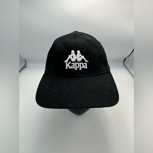 Kappa Hat Snapback Baseball Cap Black Classic Large Bold Stitched White Logo